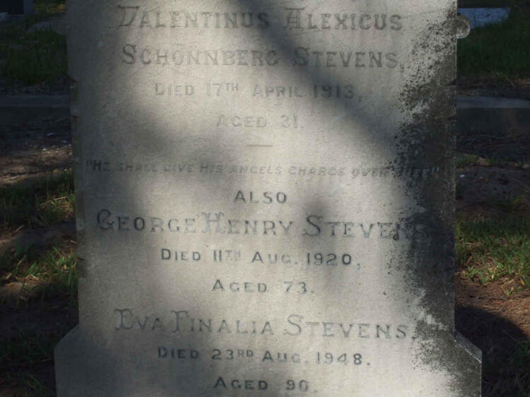 STEVENS Valentinus Alexicus Schonberg -1913 :: STEVENS George Henry -1920 & Eva Finalia -1948