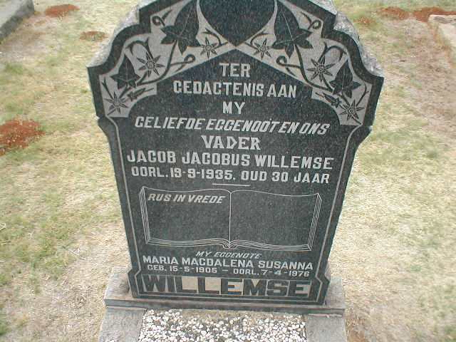 WILLEMSE Jacob Jacobus -1935 & Maria Magdalena Susanna 1905-1976