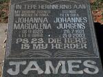 JAMES Johannes Jurgens 1921-2003 & Johanna Magdalena 1925-1988