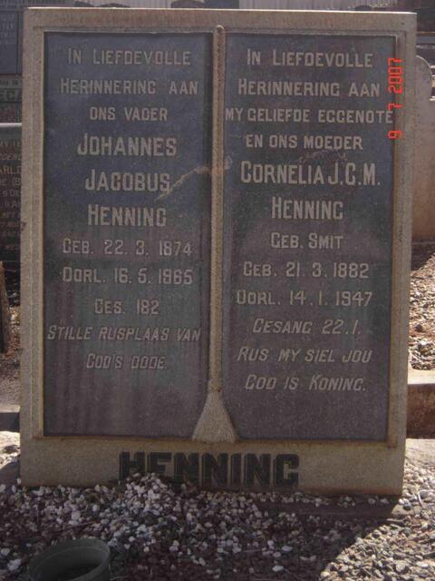 HENNING Johannes Jacobus 1874-1965 & Cornelia J.C.M. SMIT 1882-1947