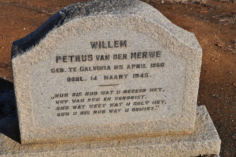 MERWE Willem Petrus, van der 1866-1945