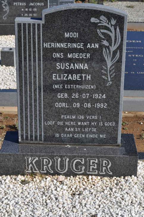 KRUGER Susanna Elizabeth nee ESTERHUIZEN 1924-1992