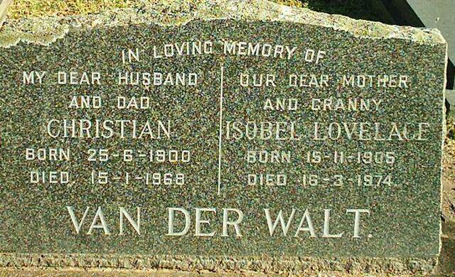 WALT Christian, van der 1900-1968 & Isobel Lovelace 1905-1974