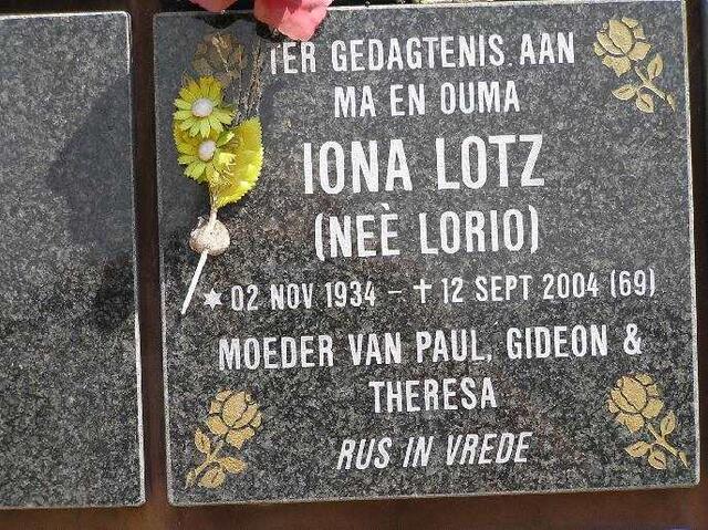 LOTZ Iona nee LORIO 1934-2004