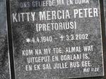 PETER Kitty Mercia nee PRETORIUS 1940-2002