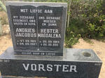 VORSTER Andries Jacobus 1921-1997 & Hester Magdalena 1923-2011