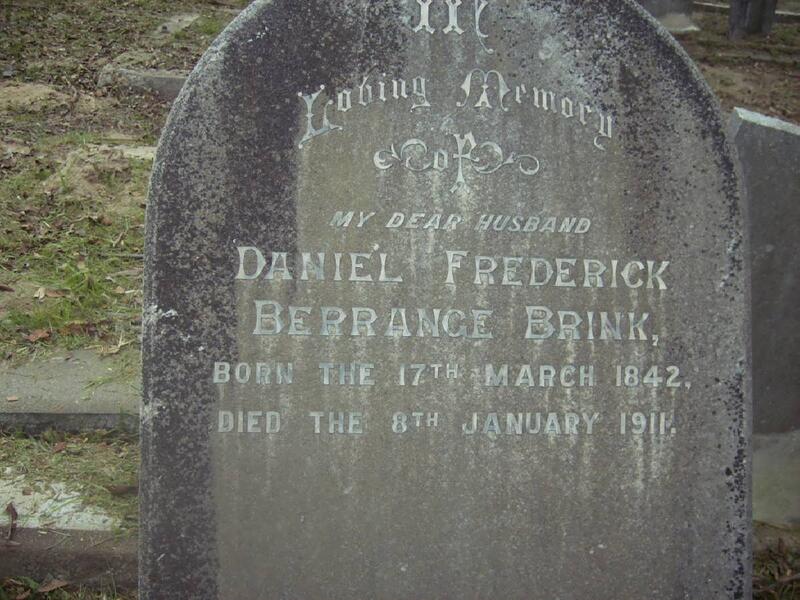 BRINK Daniel Frederick Berrange 1842-1911