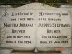 BRUWER Jacobus Stephanus  1912-1934, BRUWER Martha Johanna 1914-1934