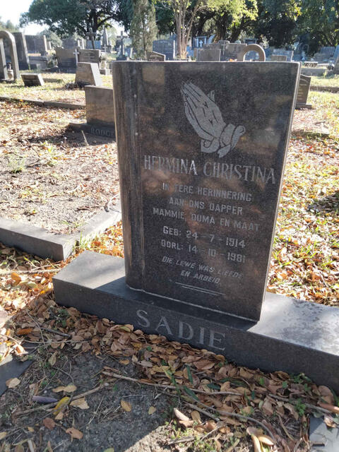 SADIE Hermina Christina 1914-1981