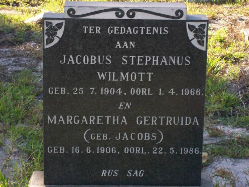 WILMOTT Jacobus Stephanus 1904-1966 & Margaretha Gertruida JACOBS 1906-1986