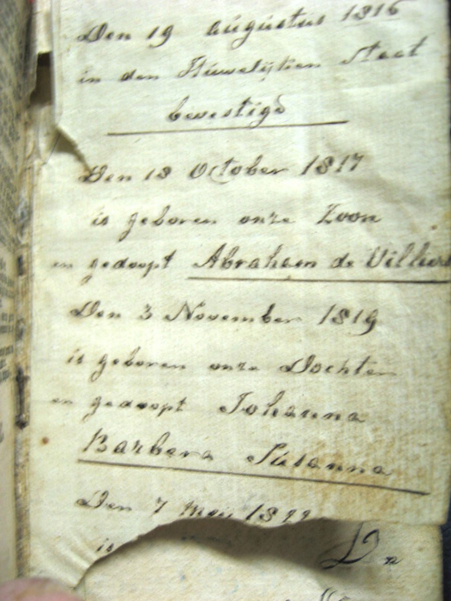 DE VILLIERS, getroud 1816 DE VILLIERS, getroud 1816