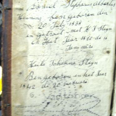 HENNING Daniel Stephanus Albertus, gebore 1838 en Heila Johanna STEYN, gebore 1842, getroud 1860 HENNING Daniel Stephanus Albertus, gebore 1838 en Heila Johanna STEYN, gebore 1842, getroud 1860